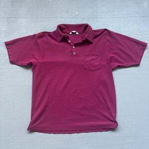 Vintage WearGuard Men's Short Sleeve Pique Polo Shirt with Pocket in Maroon